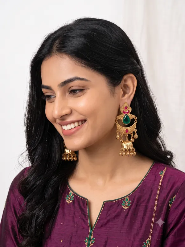 Gold_Alloy_Floral_Teardrop_Stone_Jhumka_Earrings_For_Women