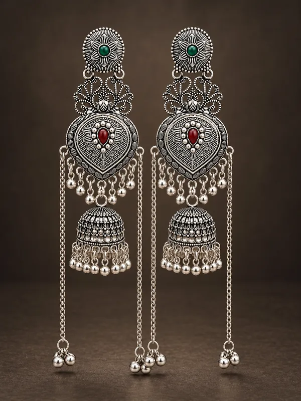 Silver_Oxidized_Alloy_Classic_Jhumka_Earrings_For_Women