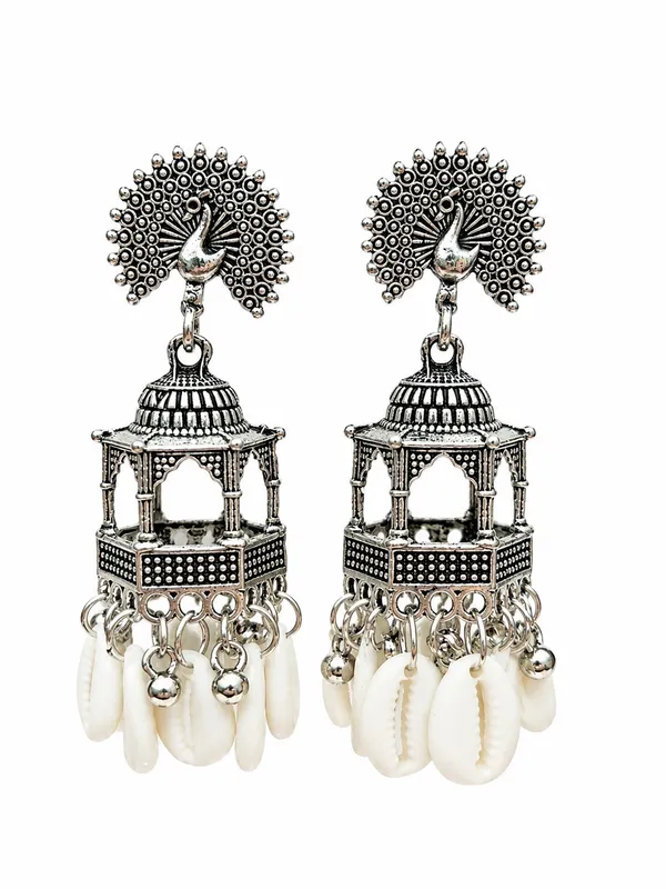 Silver_Oxidized_Alloy_Peacock_Shell_Jhumka_Earrings_For_Women