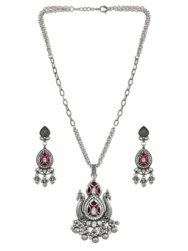 Silver_Oxidized_Alloy_Ethnic_Necklace_And_Earrings_Set_For_Women