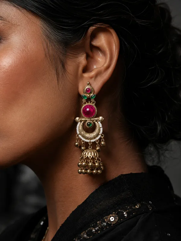 Gold_Alloy_Traditional_Stone_Studded_Jhumka_Earrings_For_Women