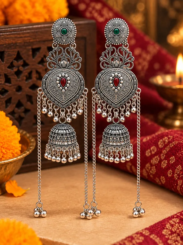 Silver_Oxidized_Alloy_Classic_Jhumka_Earrings_For_Women