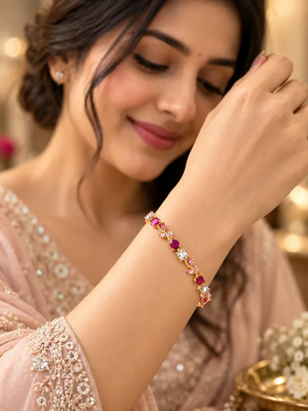 Pink_Alloy_Stone_Studded_Bracelet_For_Women
