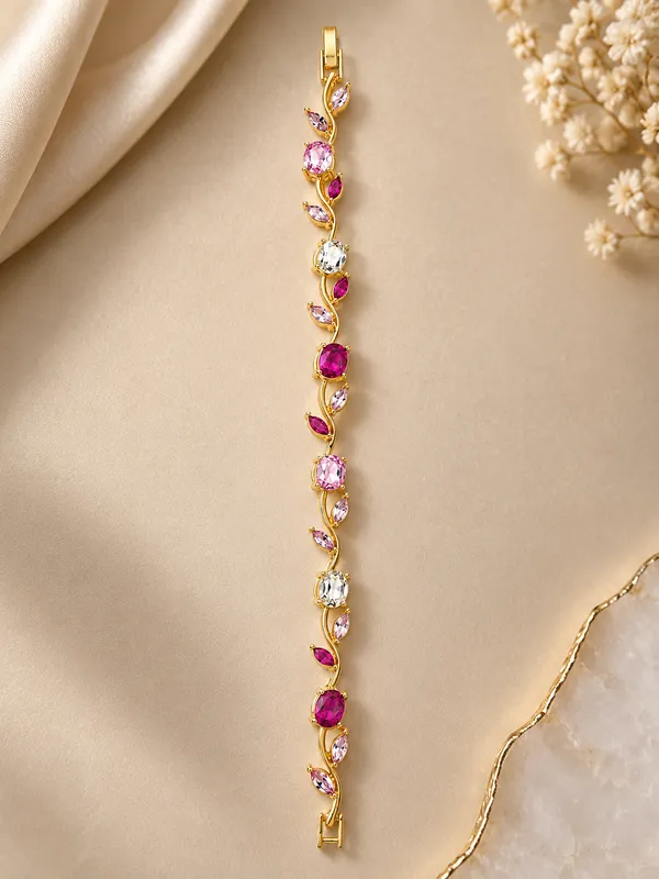 Pink_Alloy_Stone_Studded_Bracelet_For_Women