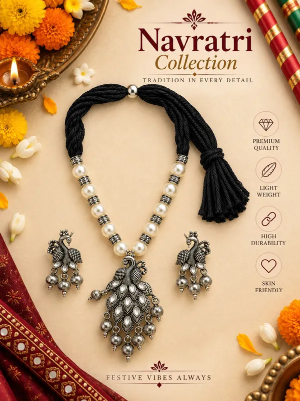Black_Alloy_Pearl-Style_Peacock_Necklace_Set_For_Women