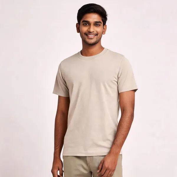 Beige_Cotton_Biowash_T-Shirt_For_Men