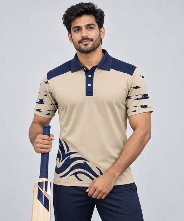 Beige_Polyester_Polo_T-Shirt_For_Men