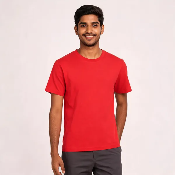 Red_Cotton_Biowash_T-Shirt_For_Men