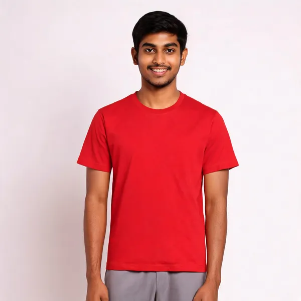 Red_Cotton_Biowash_T-Shirt_For_Men