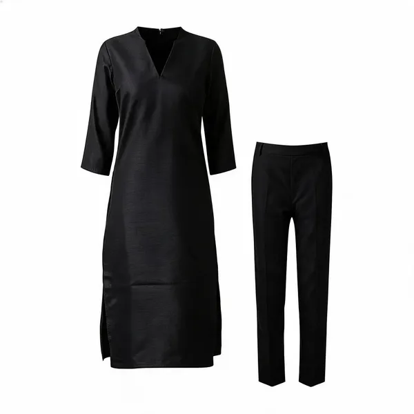 Black_Solid_Long_Kurta_With_Pant