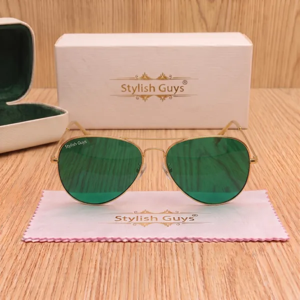 Sunglasses_For_Men_With_Green_Glass_Golden_Frame_3026_Aviator_Sunglass_By_Sunglasses_Deal_Green_Golden