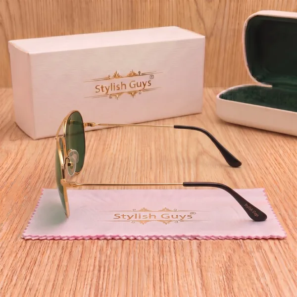 Sunglasses_For_Men_With_Green_Glass_Golden_Frame_3026_Aviator_Sunglass_By_Sunglasses_Deal_Green_Golden