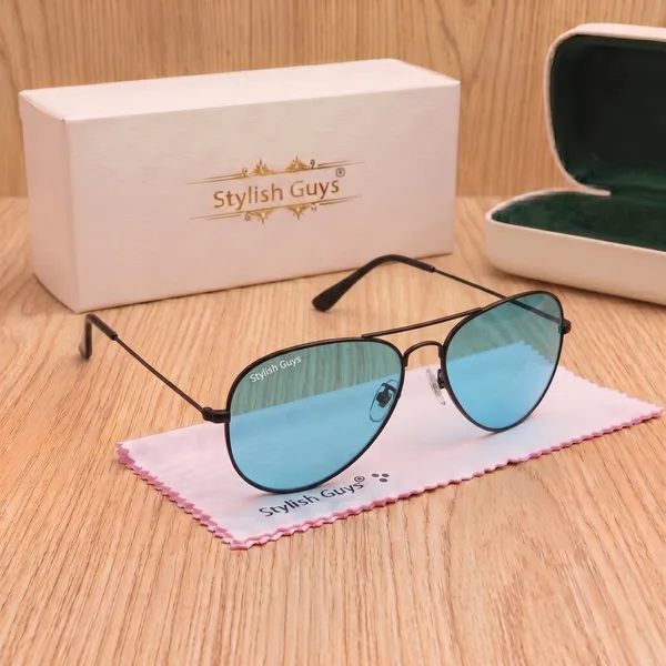 Sunglasses_For_Men_With_Blue_Candy_Glass_Black_Frame_3026_Aviator_Sunglass_By_Sunglasses_Deal_Blue_Candy_Black