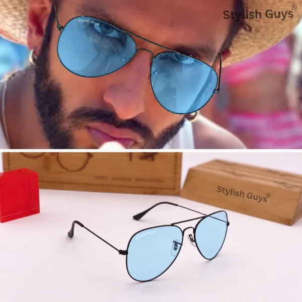 Sunglasses_For_Men_With_Blue_Candy_Glass_Black_Frame_3026_Aviator_Sunglass_By_Sunglasses_Deal_Blue_Candy_Black