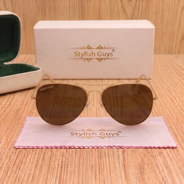 Sunglasses_For_Men_With_Brown_Glass_Golden_Frame_3026_Aviator_Sunglass_By_Sunglasses_Deal_Brown_Golden