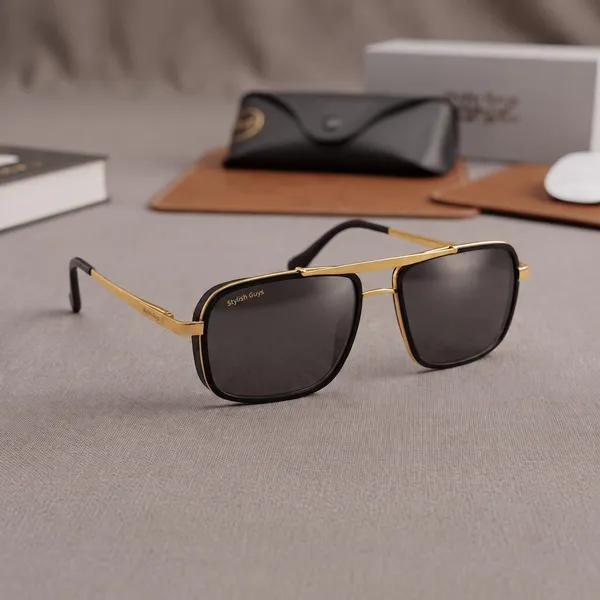 Sunglasses_For_Men_With_Black_Glass_Golden_Frame_4413_Square_Sunglass_By_Sunglasses_Deal_Black_Golden