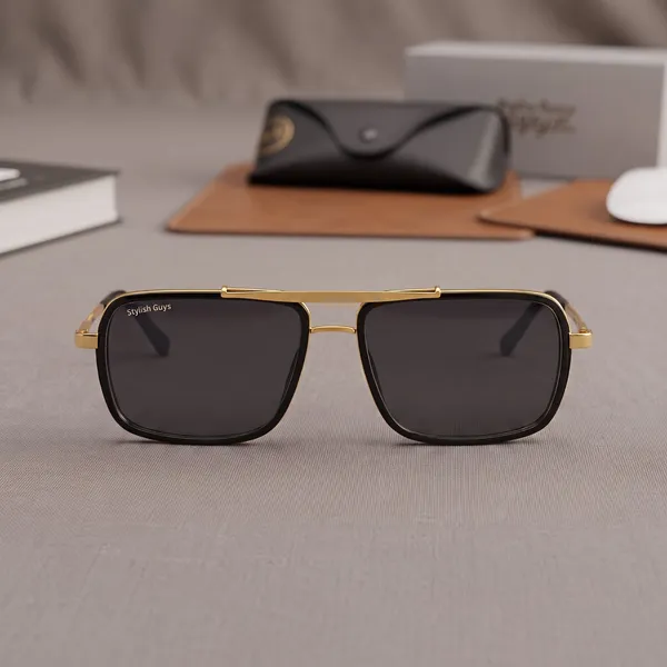 Sunglasses_For_Men_With_Black_Glass_Golden_Frame_4413_Square_Sunglass_By_Sunglasses_Deal_Black_Golden