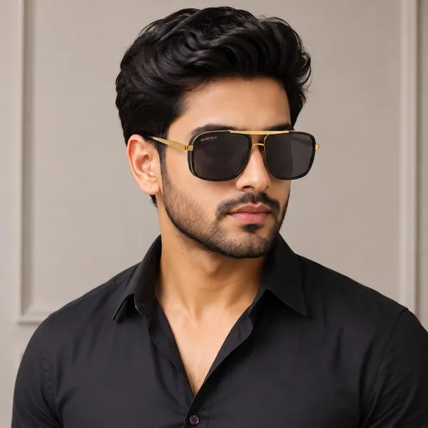Sunglasses_For_Men_With_Black_Glass_Golden_Frame_4413_Square_Sunglass_By_Sunglasses_Deal_Black_Golden