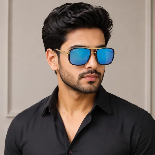 Sunglasses_For_Men_With_Aqua_Blue_Mercury_Glass_Golden_Frame_4413_Square_Sunglass_By_Sunglasses_Deal_Aqua_Golden