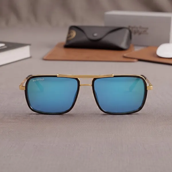 Sunglasses_For_Men_With_Aqua_Blue_Mercury_Glass_Golden_Frame_4413_Square_Sunglass_By_Sunglasses_Deal_Aqua_Golden