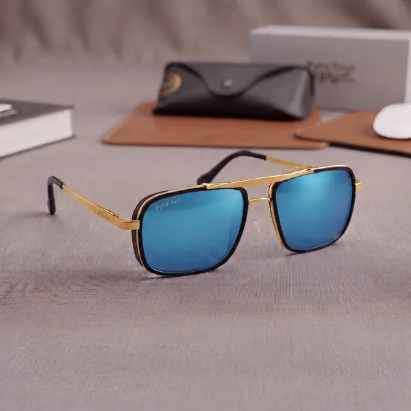 Sunglasses_For_Men_With_Aqua_Blue_Mercury_Glass_Golden_Frame_4413_Square_Sunglass_By_Sunglasses_Deal_Aqua_Golden