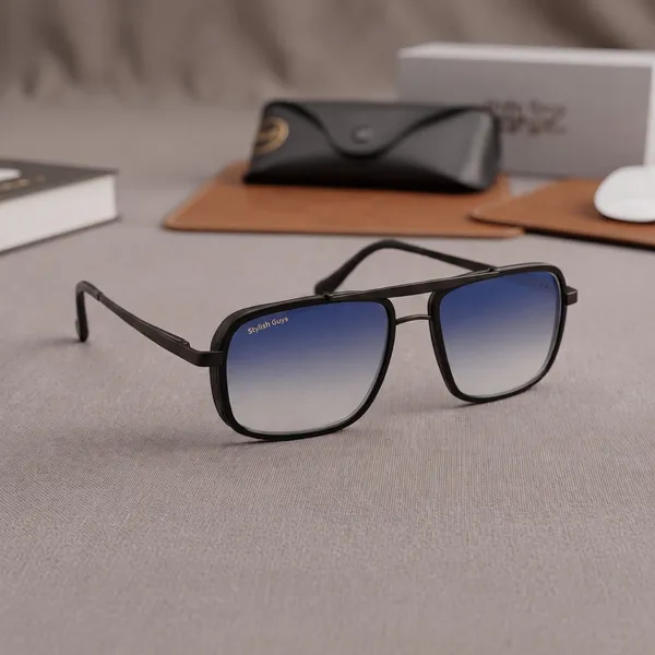 Sunglasses_For_Men_With_Blue_Shade_Glass_Black_Frame_4413_Square_Sunglass_By_Sunglasses_Deal_Blue_Shade_Black