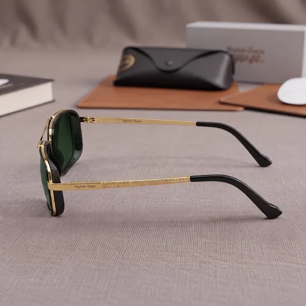 Sunglasses_For_Men_With_Green_Glass_Golden_Frame_4413_Square_Sunglass_By_Sunglasses_Deal_Green_Golden