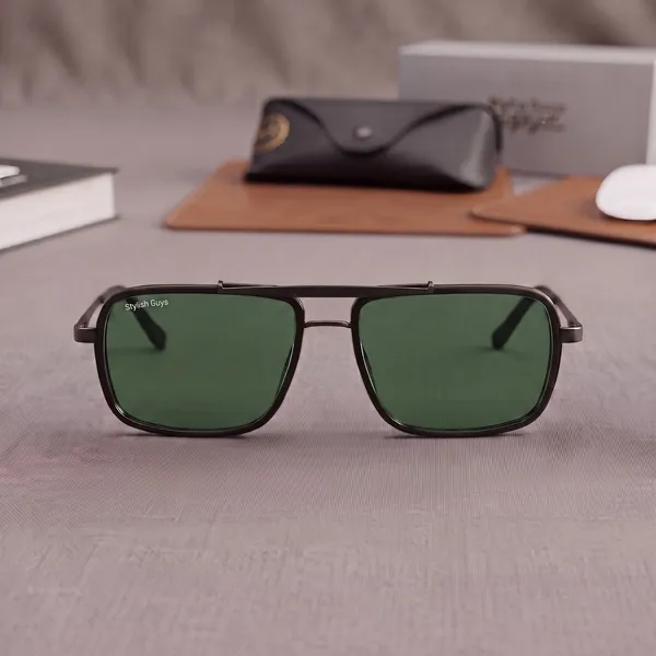 Sunglasses_For_Men_With_Green_Glass_Black_Frame_4413_Square_Sunglass_By_Sunglasses_Deal_Green_Black