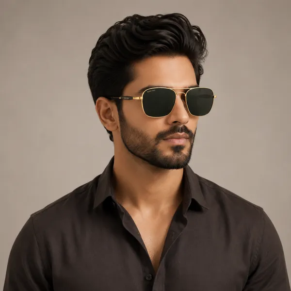 Sunglasses_For_Men_With_Black_Glass_Golden_Frame_1208_Square_Sunglass_By_Sunglasses_Deal_Black_Golden