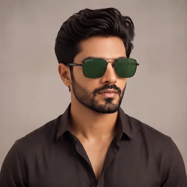 Sunglasses_For_Men_With_Green_Glass_Black_Frame_1208_Square_Sunglass_By_Sunglasses_Deal_Green_Black