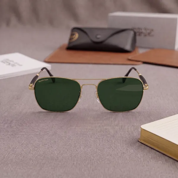 Sunglasses_For_Men_With_Green_Glass_Golden_Frame_1208_Square_Sunglass_By_Sunglasses_Deal_Green_Golden