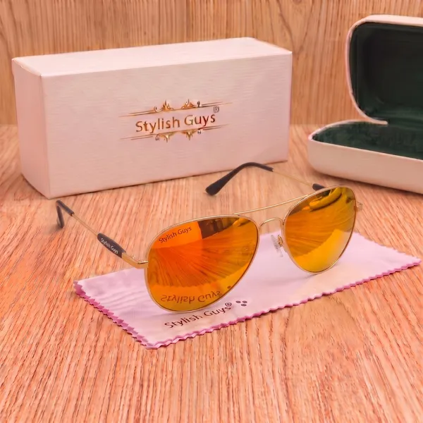 Sunglasses_For_Men_With_Orange_Mercury_Glass_Golden_Frame_3517_Aviator_Oval_Sunglass_By_Sunglasses_Deal_Orange_Mercury_Golden