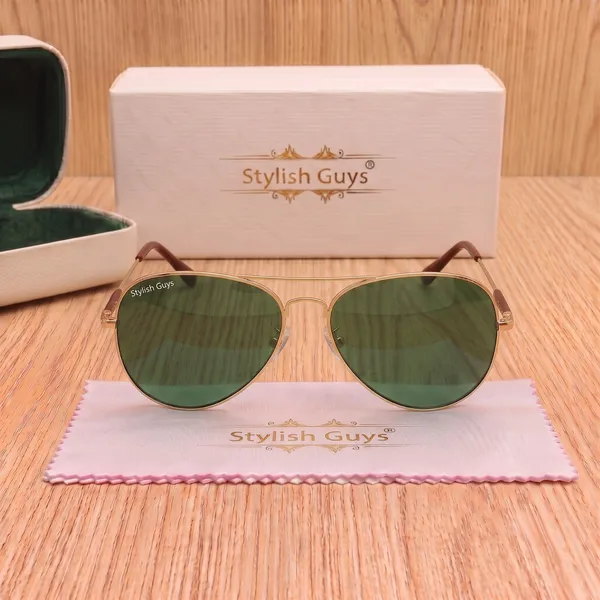 Sunglasses_For_Men_With_Green_Glass_Golden_Frame_3517_Aviator_Oval_Sunglass_By_Sunglasses_Deal_Green_Golden