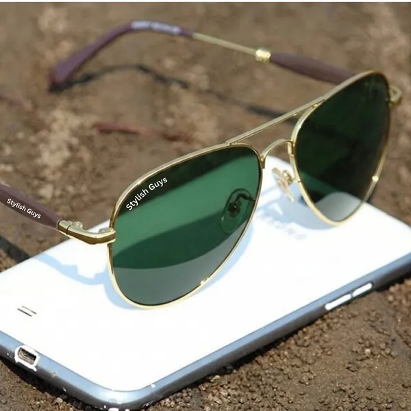 Sunglasses_For_Men_With_Green_Glass_Golden_Frame_3517_Aviator_Oval_Sunglass_By_Sunglasses_Deal_Green_Golden