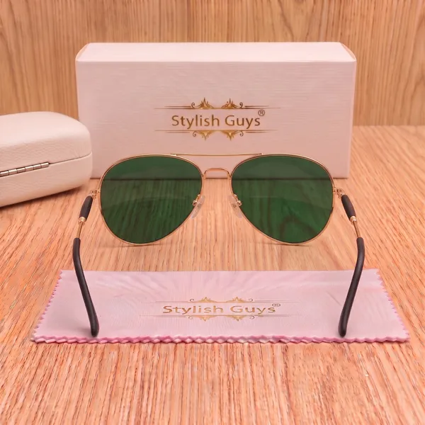 Sunglasses_For_Men_With_Green_Glass_Golden_Frame_3517_Aviator_Oval_Sunglass_By_Sunglasses_Deal_Green_Golden