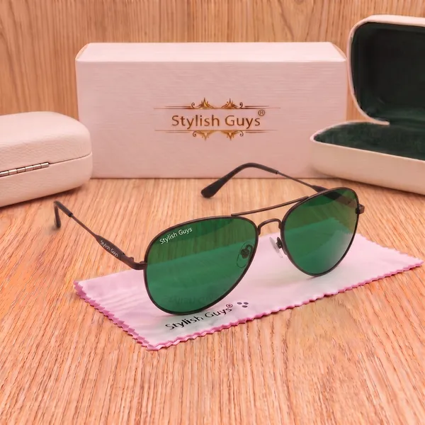 Sunglasses_For_Men_With_Green_Glass_Black_Frame_3517_Aviator_Oval_Sunglass_By_Sunglasses_Deal_Green_Black