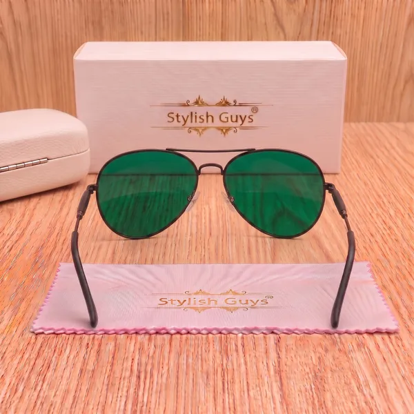 Sunglasses_For_Men_With_Green_Glass_Black_Frame_3517_Aviator_Oval_Sunglass_By_Sunglasses_Deal_Green_Black