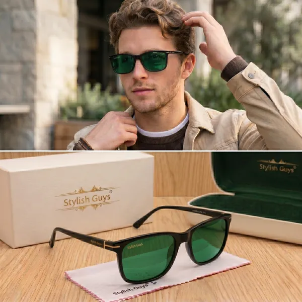 Sunglasses_For_Men_With_Green_Glass_Black_Frame_4708_Square_Sunglass_By_Sunglasses_Deal_Green_Black