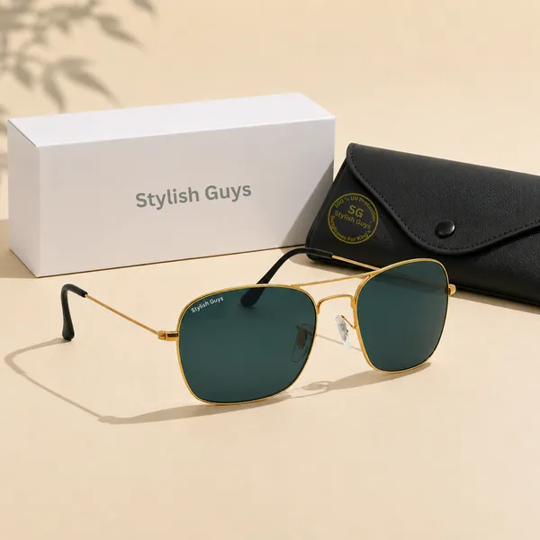 Sunglasses_For_Men_With_Black_Glass_Golden_Frame_3136_Square_Sunglass_By_Sunglasses_Deal_Black_Golden