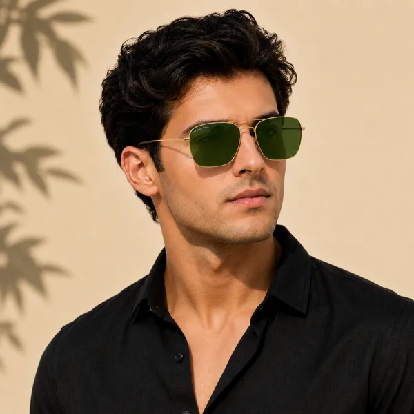 Sunglasses_For_Men_With_Green_Glass_Golden_Frame_3136_Square_Sunglass_By_Sunglasses_Deal_Green_Golden