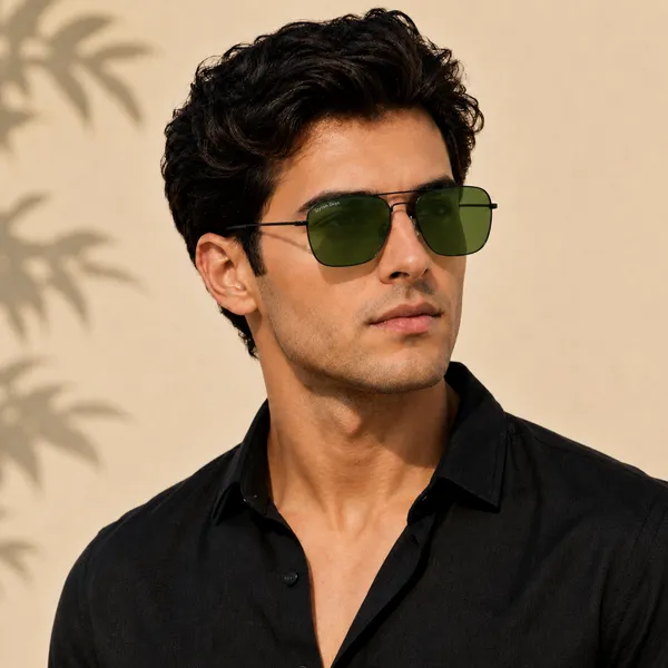 Sunglasses_For_Men_With_Green_Glass_Black_Frame_3136_Square_Sunglass_By_Sunglasses_Deal_Green_Black