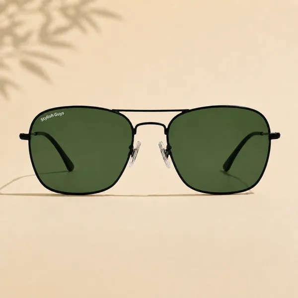 Sunglasses_For_Men_With_Green_Glass_Black_Frame_3136_Square_Sunglass_By_Sunglasses_Deal_Green_Black