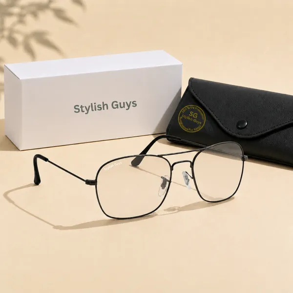 Sunglasses_For_Men_With_Clear_Glass_Black_Frame_3136_Square_Sunglass_By_Sunglasses_Deal_Clear_Black