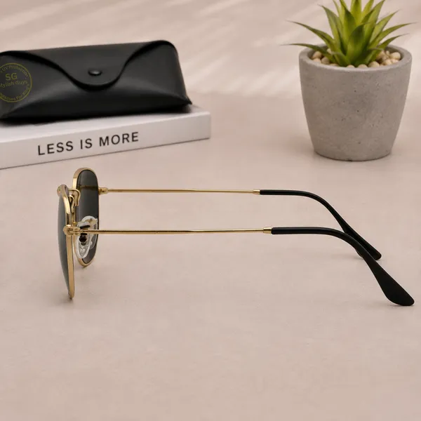 Sunglasses_For_Men_With_Black_Glass_Golden_Frame_3548_Hexagon_Sunglass_By_Sunglasses_Deal_Black_Golden