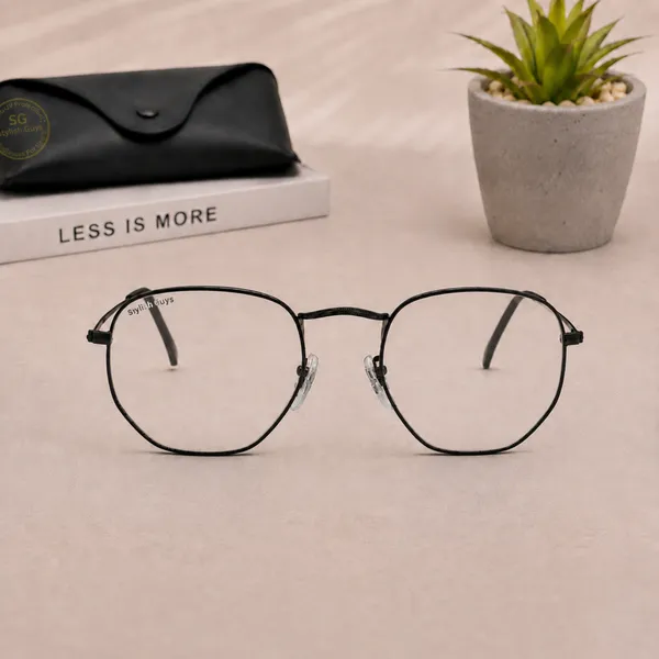 Sunglasses_For_Men_With_Clear_Glass_Black_Frame_3548_Hexagon_Sunglass_By_Sunglasses_Deal_Clear_Black