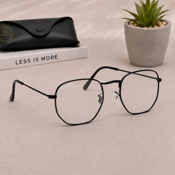 Sunglasses_For_Men_With_Clear_Glass_Black_Frame_3548_Hexagon_Sunglass_By_Sunglasses_Deal_Clear_Black