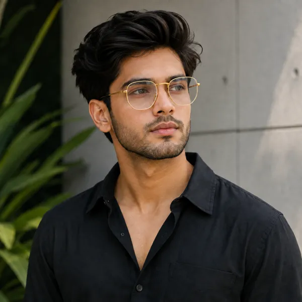 Sunglasses_For_Men_With_Clear_Glass_Golden_Frame_3548_Hexagon_Sunglass_By_Sunglasses_Deal_Clear_Golden