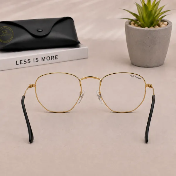 Sunglasses_For_Men_With_Clear_Glass_Golden_Frame_3548_Hexagon_Sunglass_By_Sunglasses_Deal_Clear_Golden