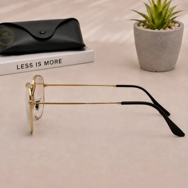 Sunglasses_For_Men_With_Clear_Glass_Golden_Frame_3548_Hexagon_Sunglass_By_Sunglasses_Deal_Clear_Golden