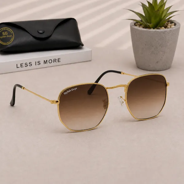 Sunglasses_For_Men_With_Brown_Shade_Glass_Golden_Frame_3548_Hexagon_Sunglass_By_Sunglasses_Deal_Brown_Shade_Golden